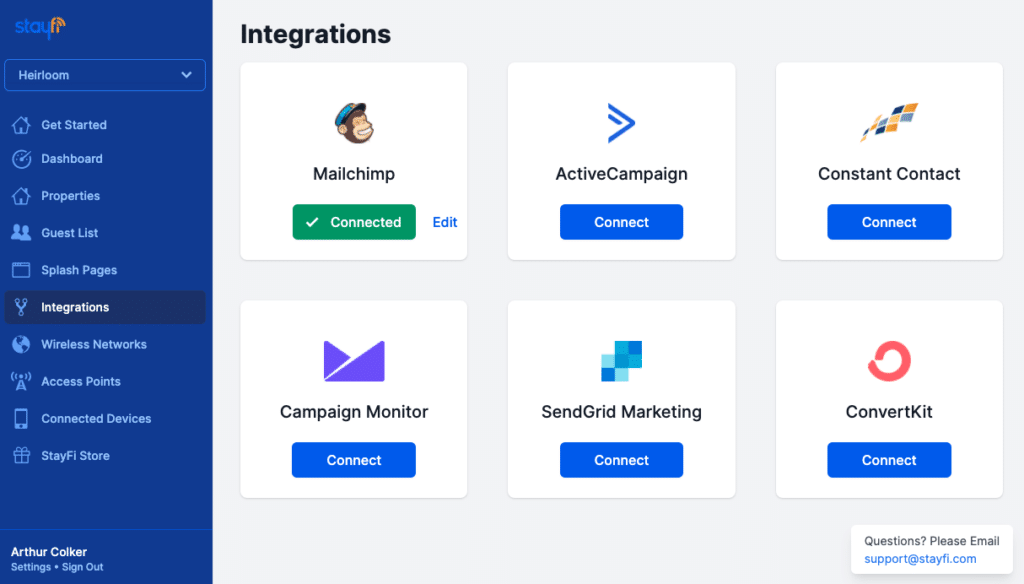 StayFi Email Integrations