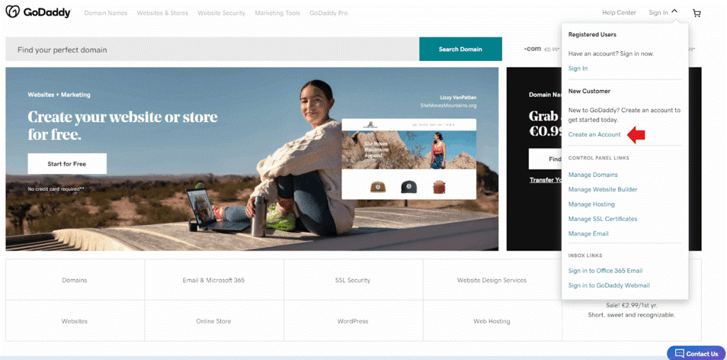 Website Domain on GoDaddy