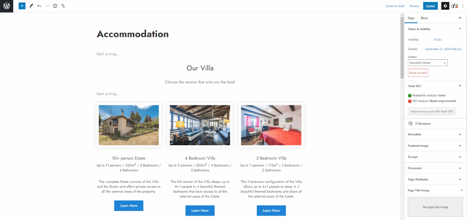 Accommodation Settings