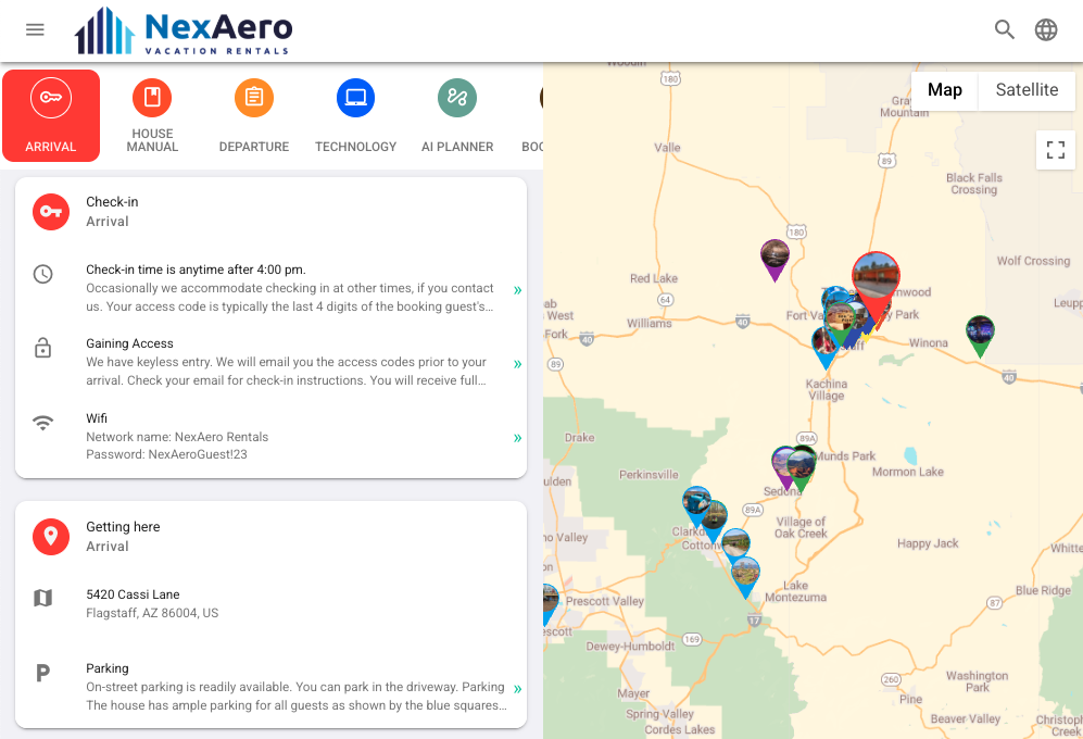 Hostfully Guidebook integrated into the NexAero Concierge Guest Portal